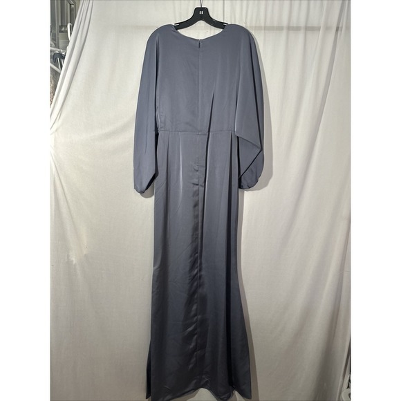 NWT $825 Sachin & Babi [ 8 ] Satin‎ Gabby V Neck A Line Gown in Cool Grey - Picture 12 of 14